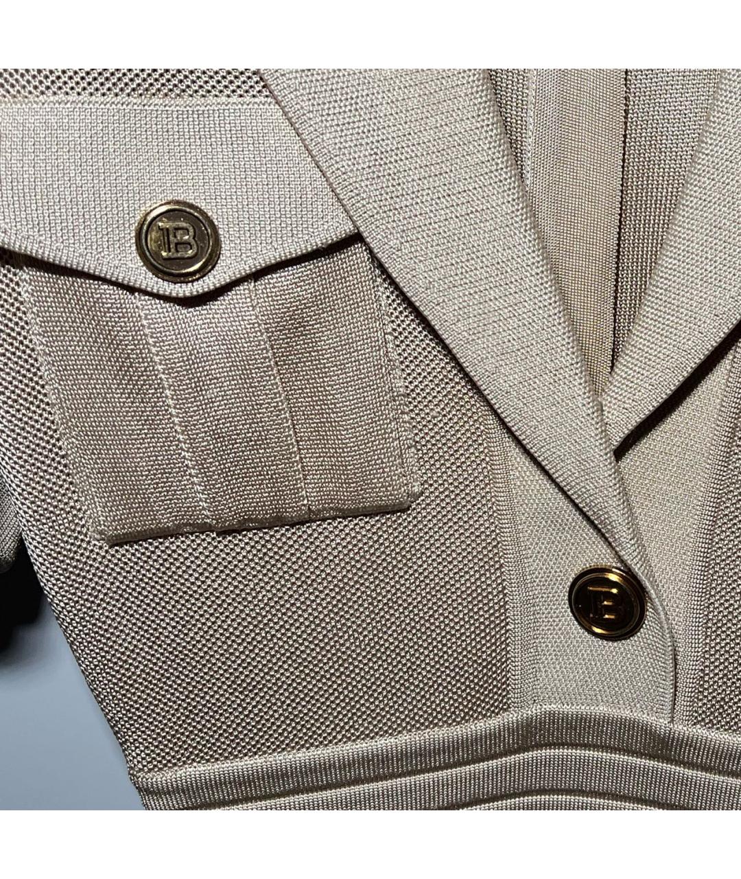 BALMAIN Бежевое вискозное коктейльное платье, фото 6