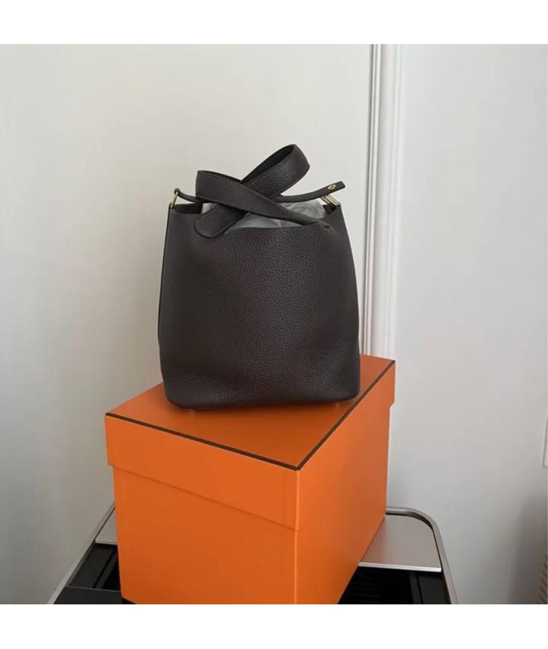 HERMES PRE-OWNED Коричневая кожаная сумка с короткими ручками, фото 2