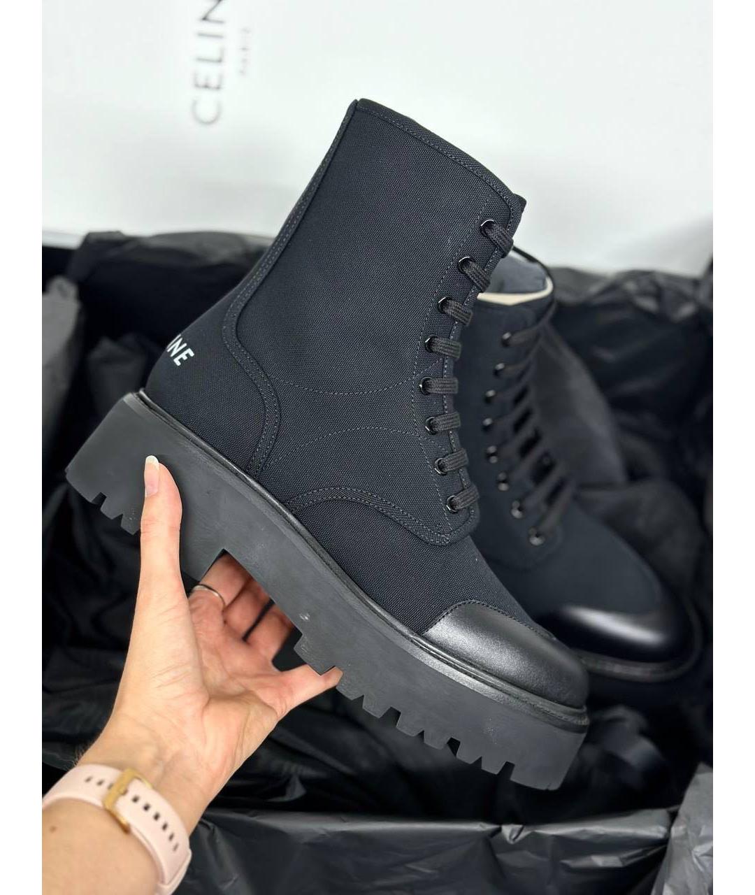 CELINE Черные текстильные ботинки, фото 4