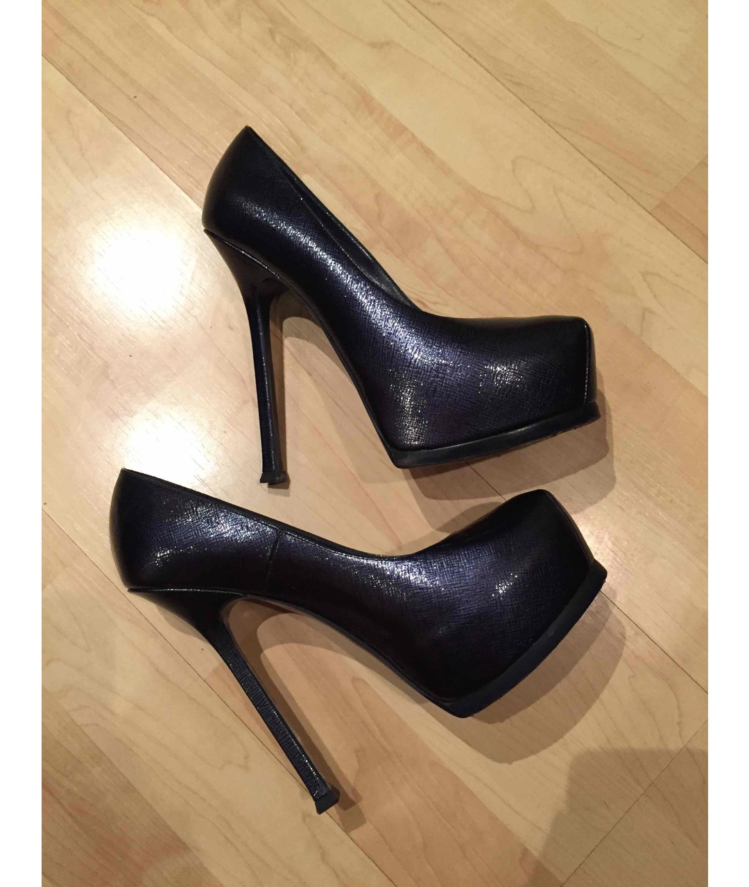 SAINT LAURENT Темно-синие кожаные туфли, фото 5