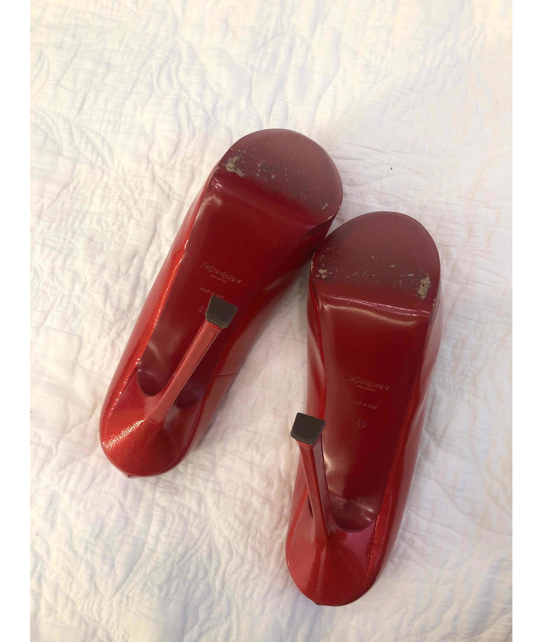 SAINT LAURENT Красные туфли из лакированной кожи, фото 4