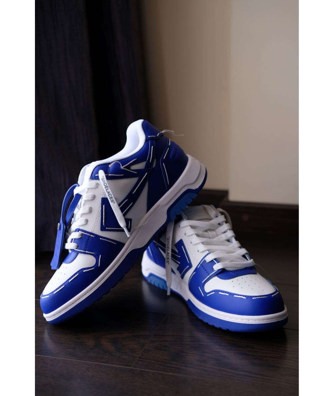 OFF-WHITE Темно-синие кожаные низкие кроссовки / кеды, фото 5