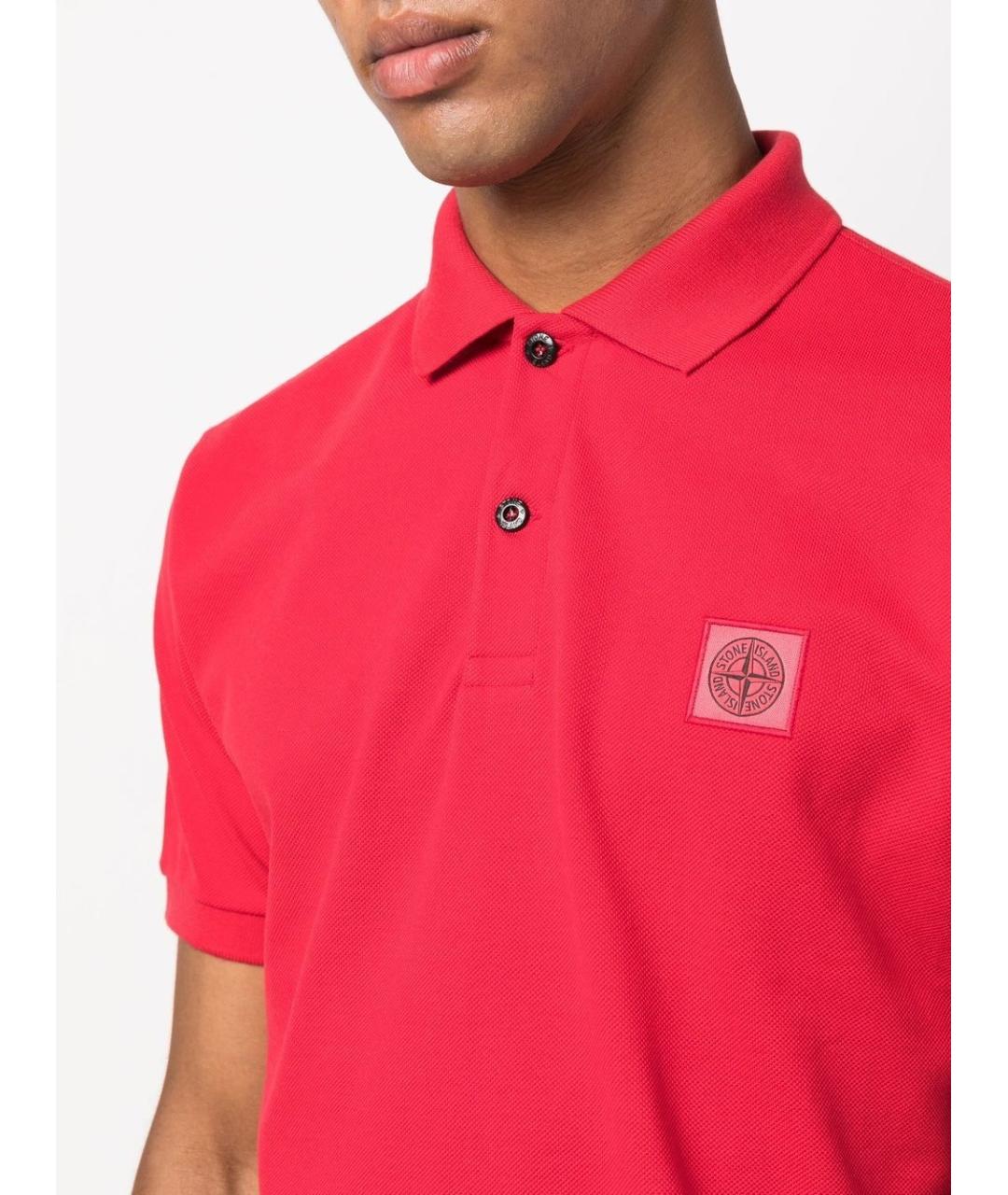 STONE ISLAND Красное хлопковое поло с коротким рукавом, фото 2
