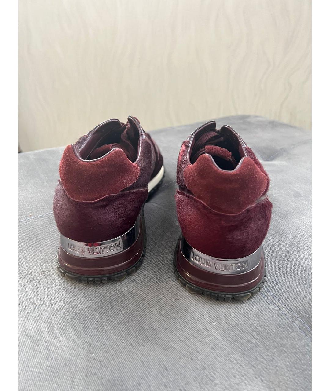 LOUIS VUITTON PRE-OWNED Бордовые кожаные кроссовки, фото 4