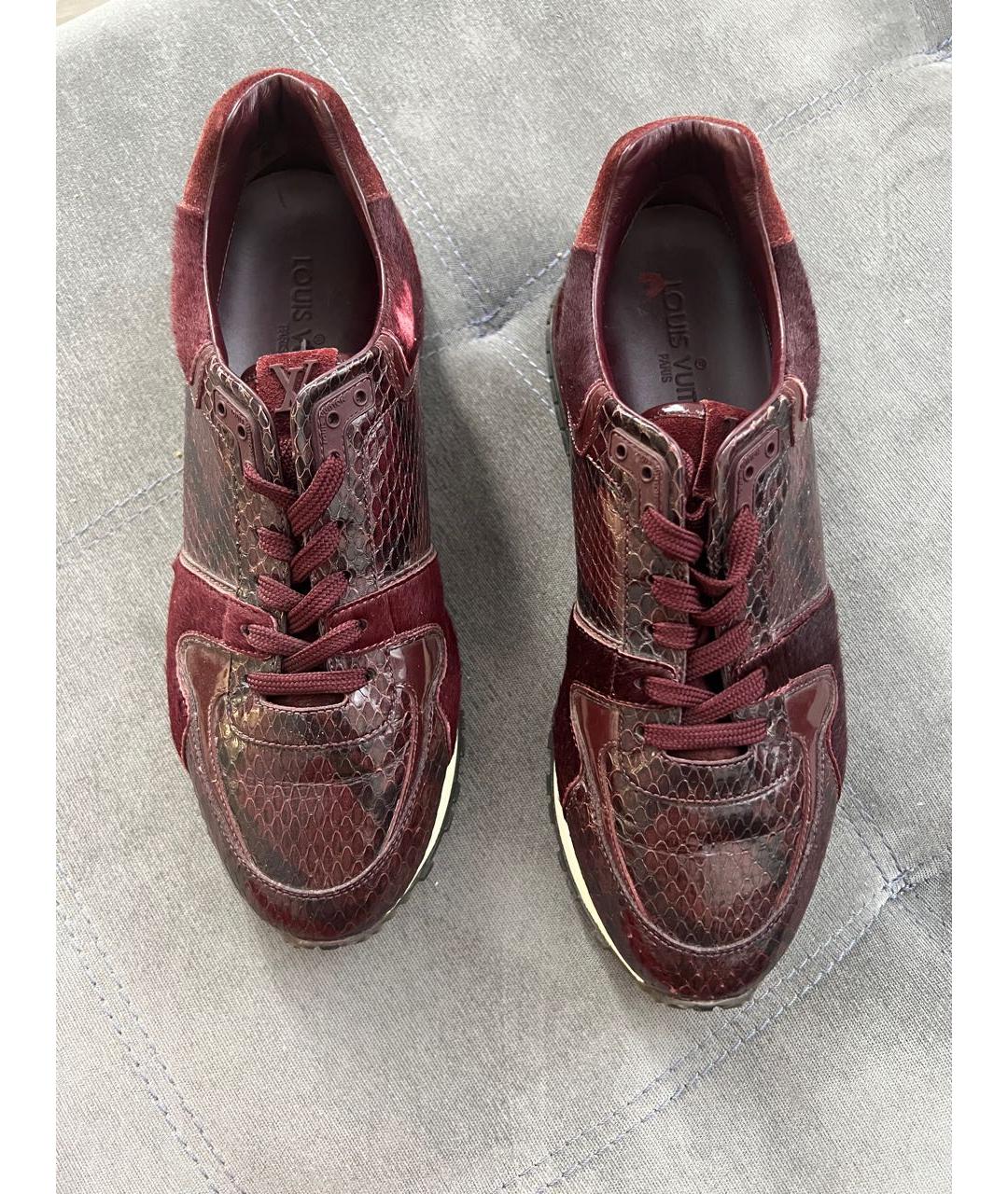 LOUIS VUITTON PRE-OWNED Бордовые кожаные кроссовки, фото 3
