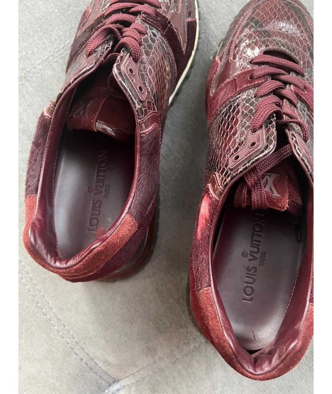 LOUIS VUITTON PRE-OWNED Бордовые кожаные кроссовки, фото 5