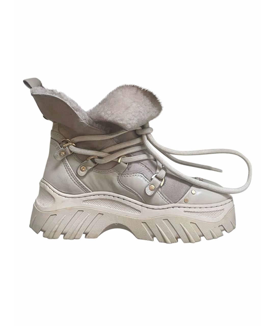 INUIKII Бежевые кожаные ботинки, фото 1