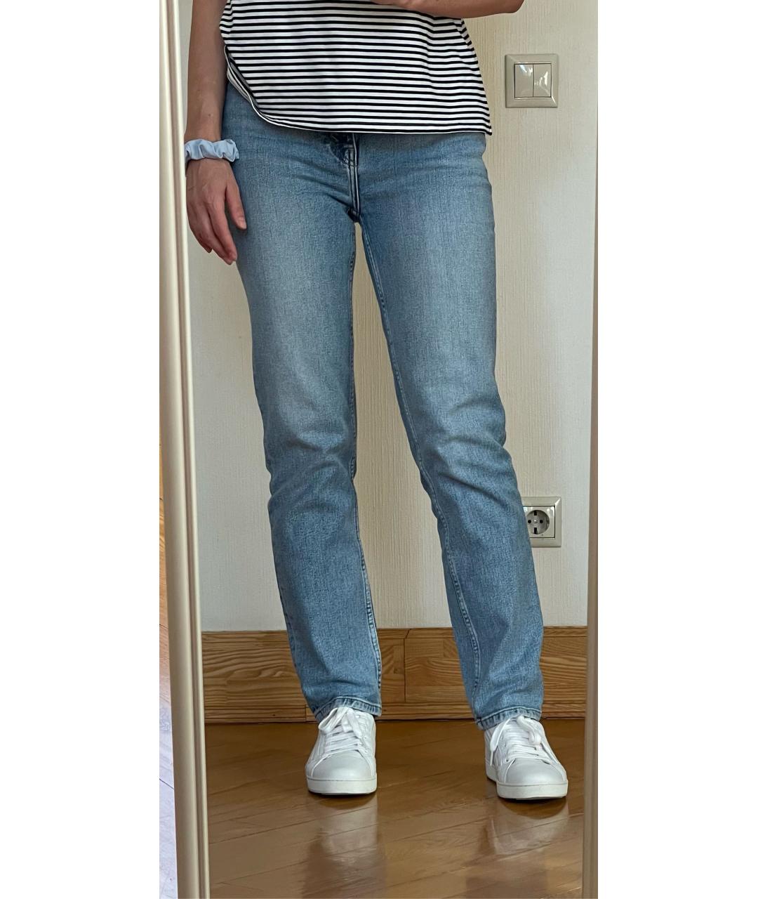 RE/DONE Голубые хлопковые прямые джинсы, фото 6