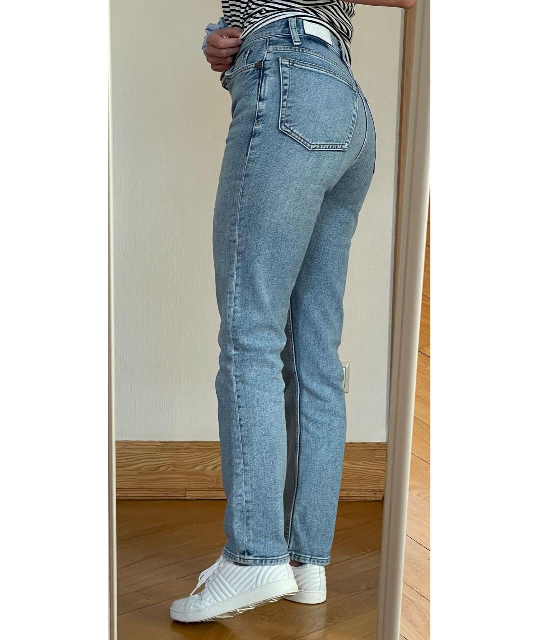 RE/DONE Голубые хлопковые прямые джинсы, фото 8