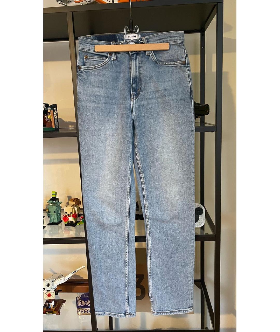 RE/DONE Голубые хлопковые прямые джинсы, фото 9