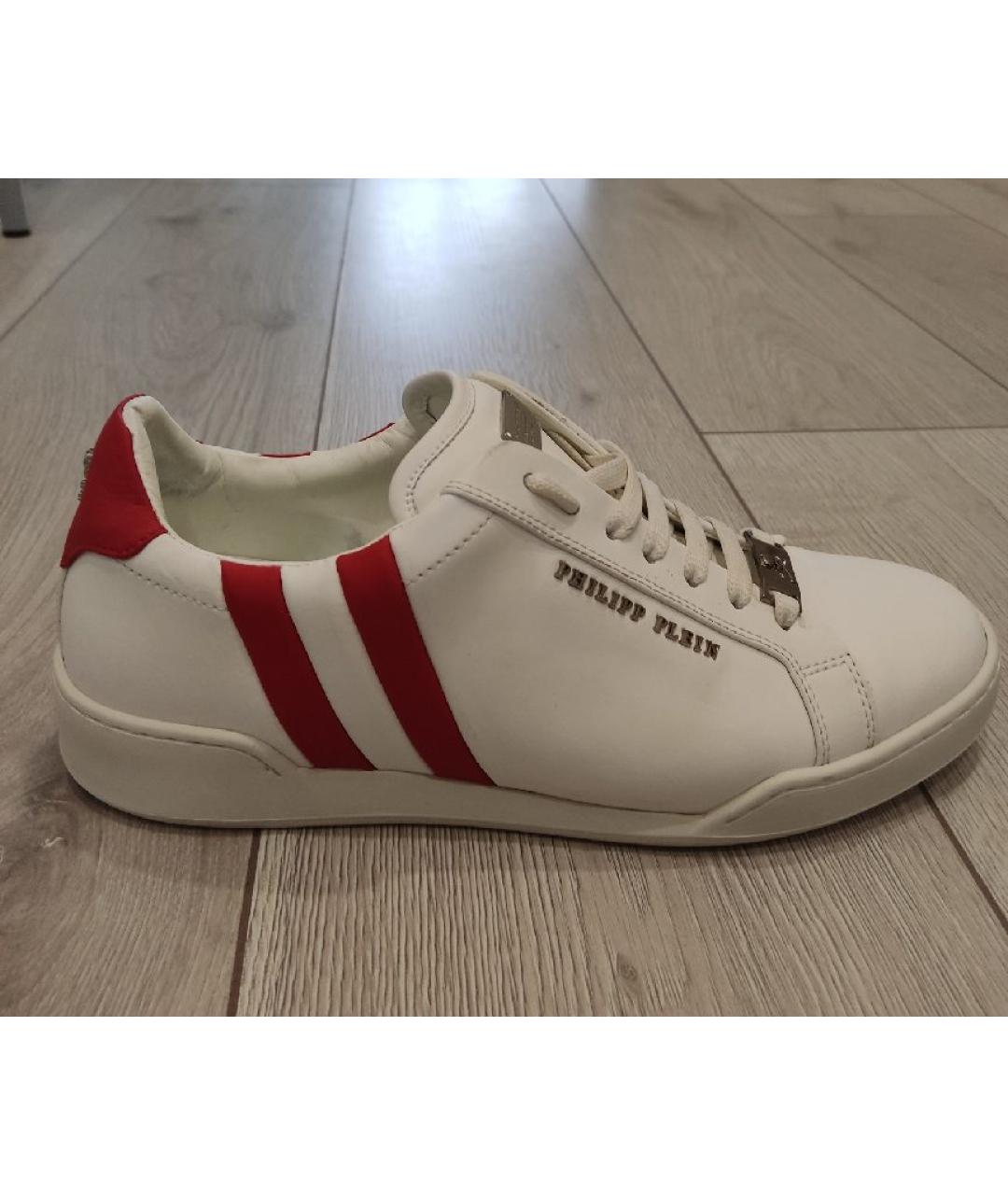 PHILIPP PLEIN Белые кожаные низкие кроссовки / кеды, фото 5