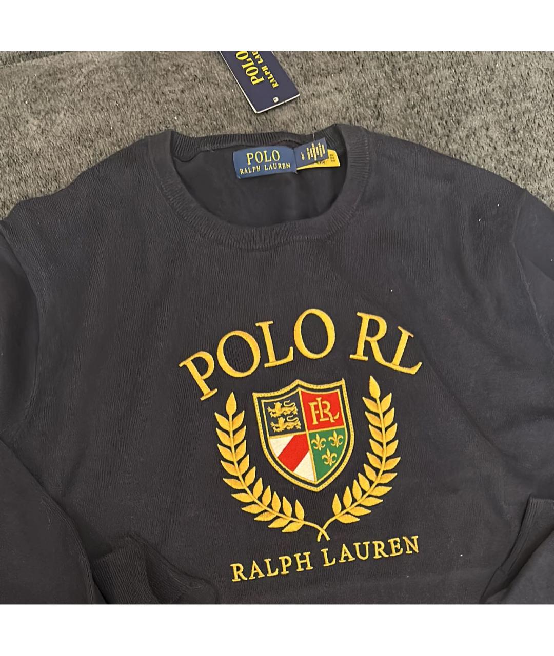 POLO RALPH LAUREN Темно-синий хлопковый джемпер / свитер, фото 3