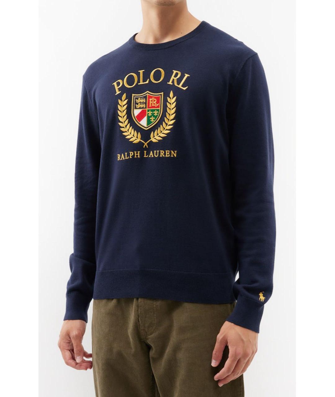 POLO RALPH LAUREN Темно-синий хлопковый джемпер / свитер, фото 6