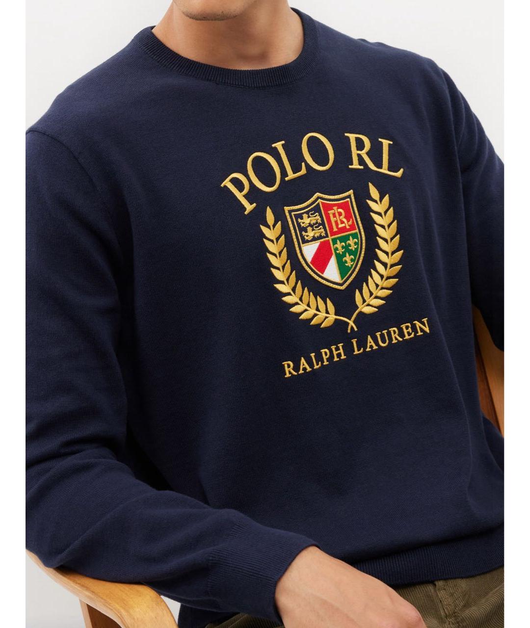 POLO RALPH LAUREN Темно-синий хлопковый джемпер / свитер, фото 7