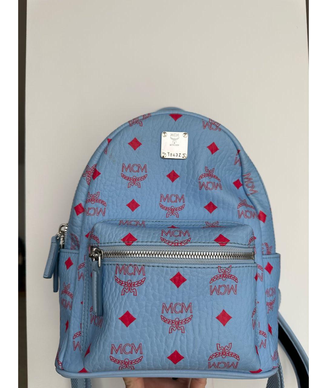 MCM Голубой кожаный рюкзак, фото 9