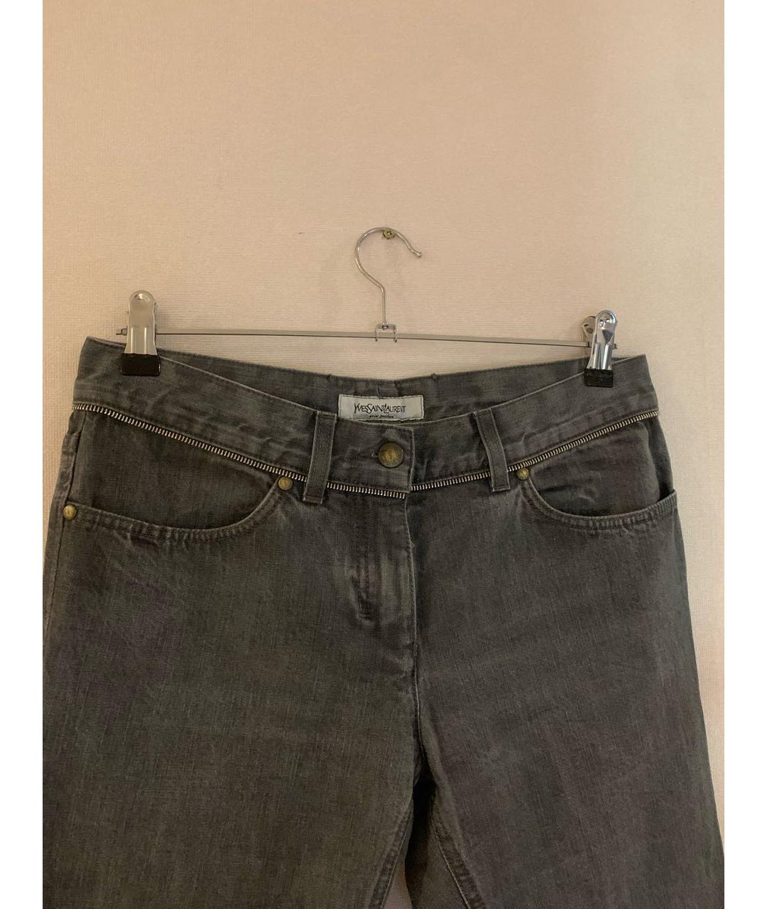 SAINT LAURENT Серые хлопковые прямые джинсы, фото 8