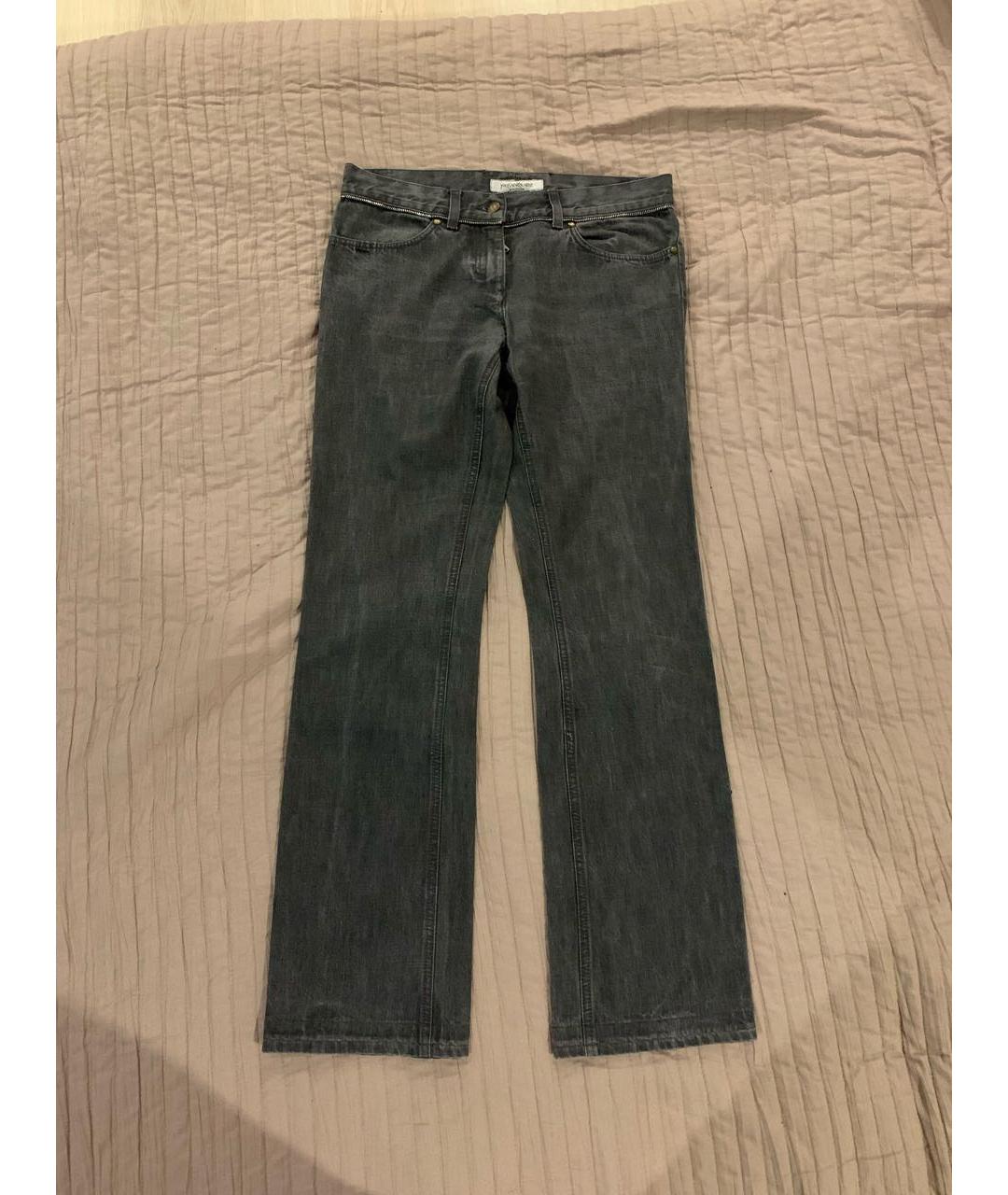 SAINT LAURENT Серые хлопковые прямые джинсы, фото 9