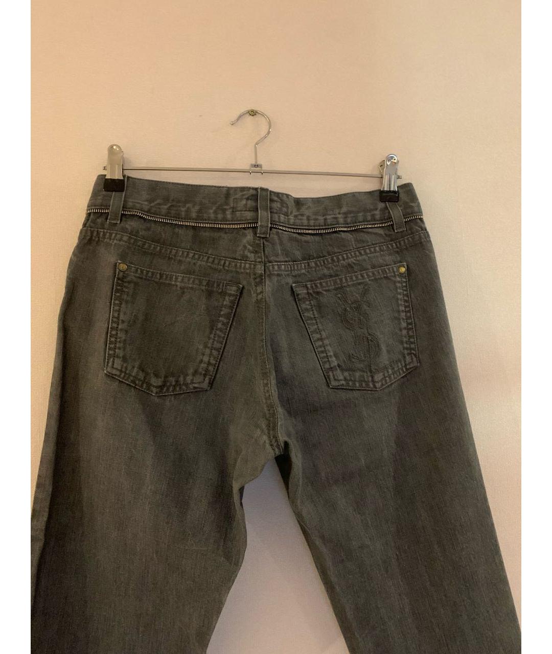 SAINT LAURENT Серые хлопковые прямые джинсы, фото 3
