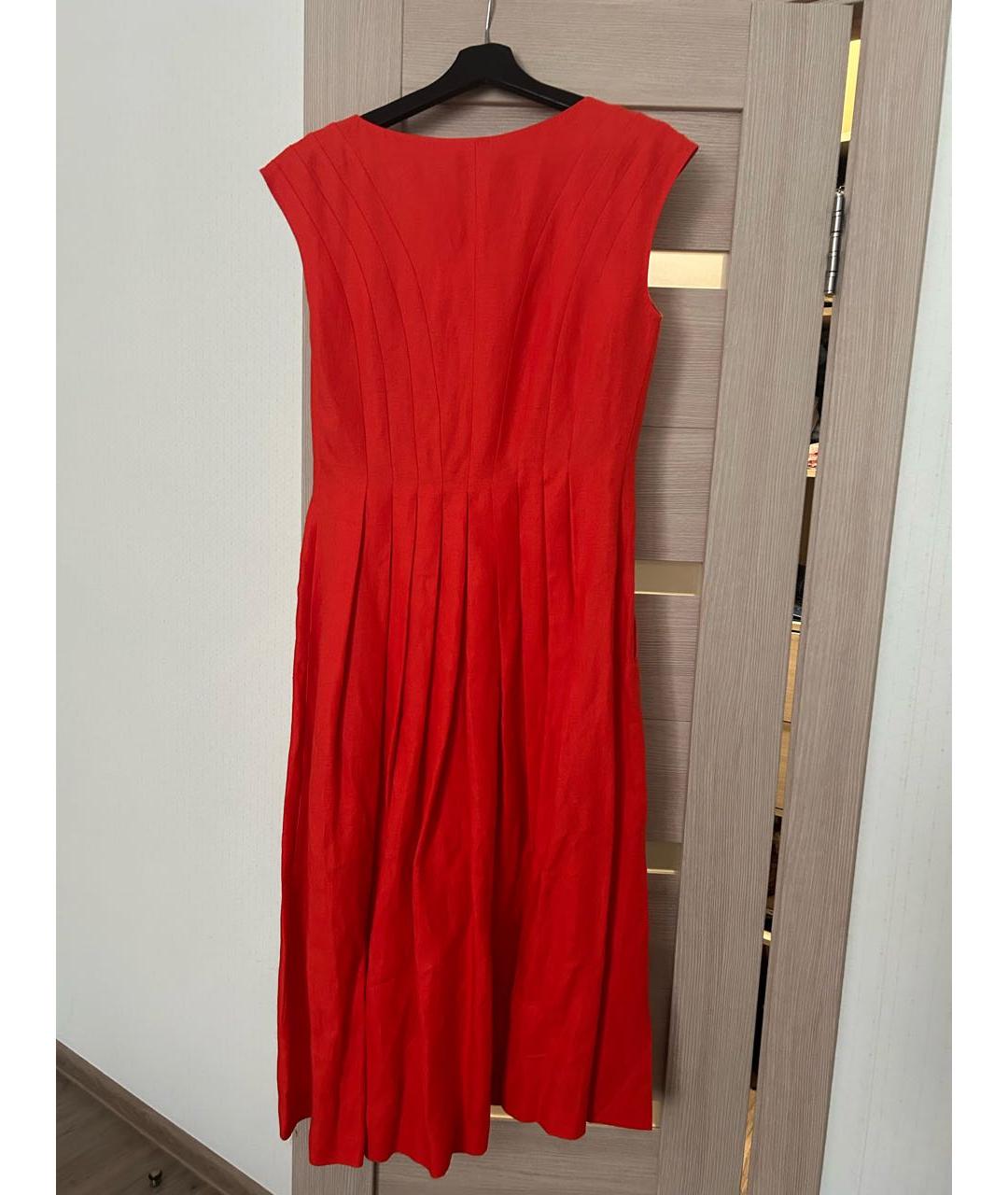 LORO PIANA Красное льняное повседневное платье, фото 2
