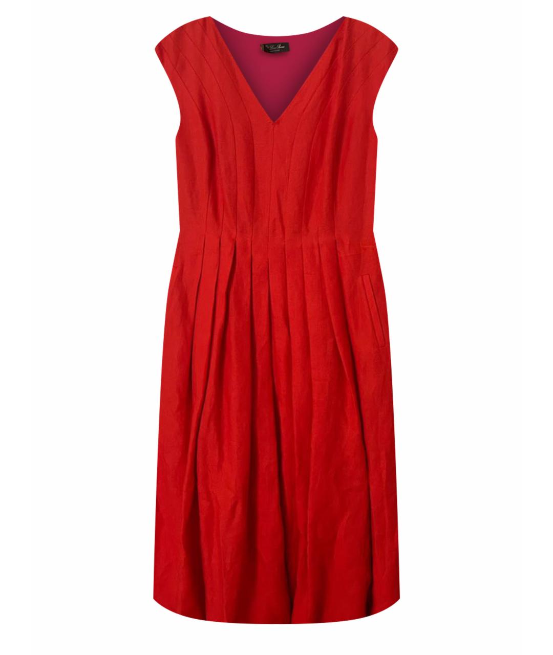LORO PIANA Красное льняное повседневное платье, фото 1