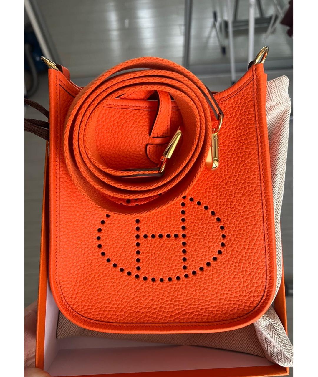 HERMES Оранжевая кожаная сумка через плечо, фото 3