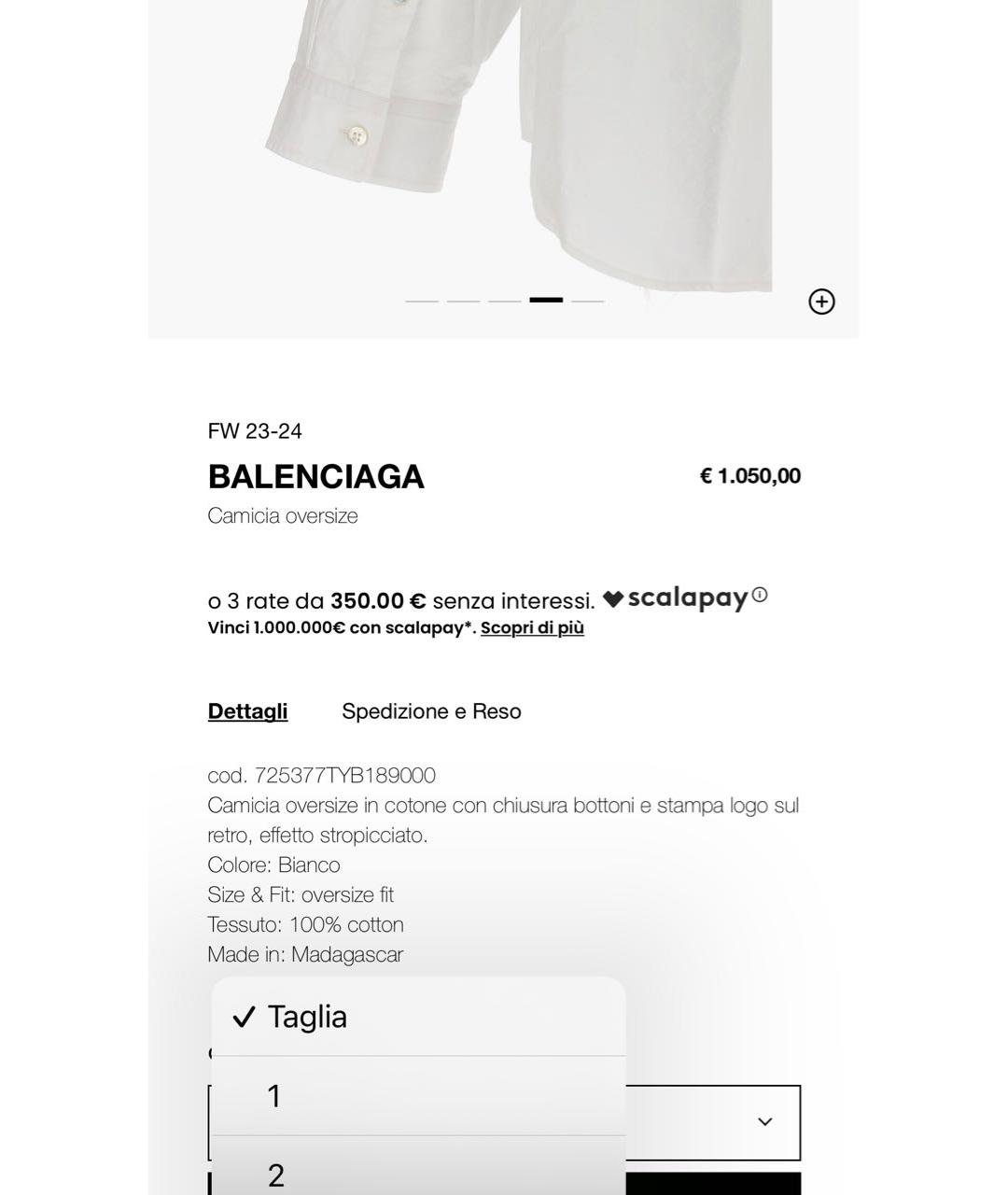 BALENCIAGA Белая хлопковая рубашка, фото 3