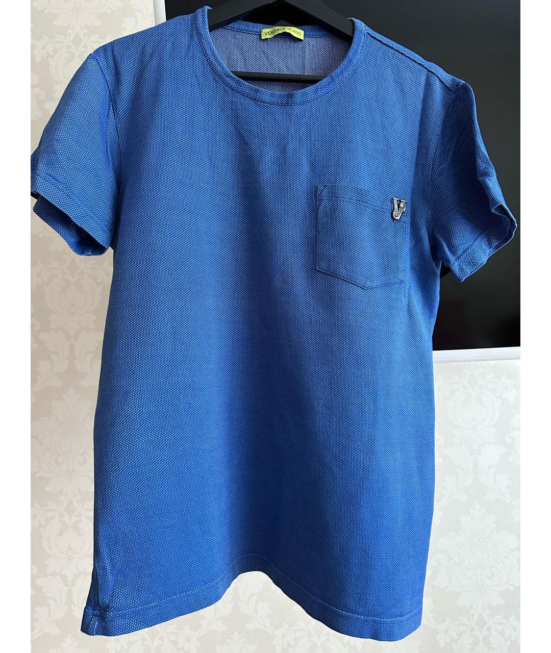 VERSACE JEANS COUTURE Синяя хлопковая футболка, фото 5
