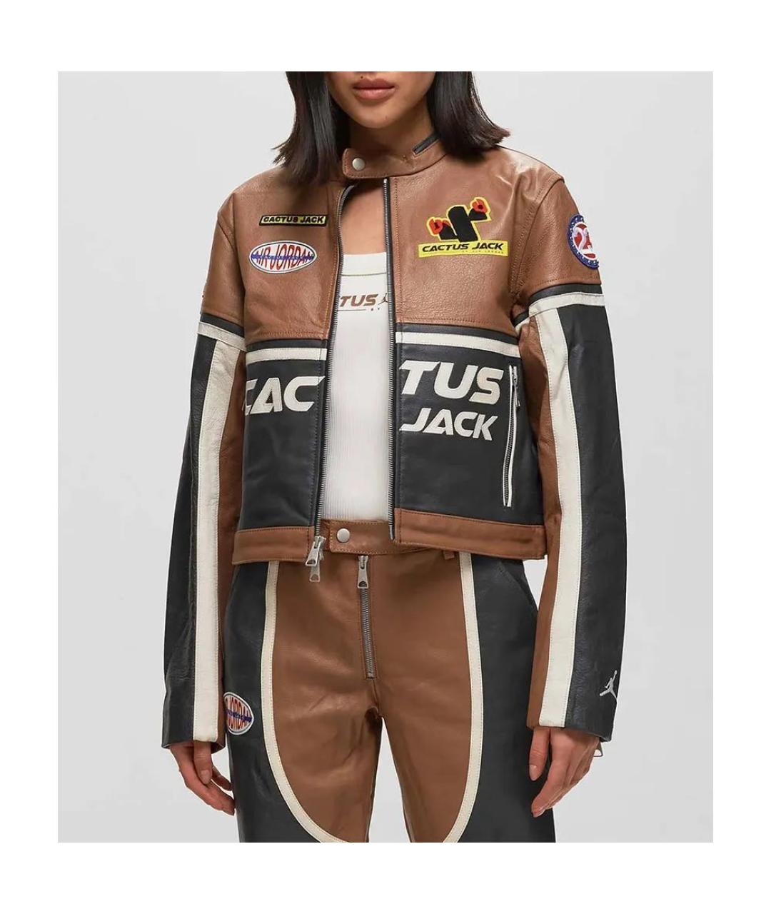 CACTUS JACK BY TRAVIS SCOTT Коричневая кожаная куртка, фото 4