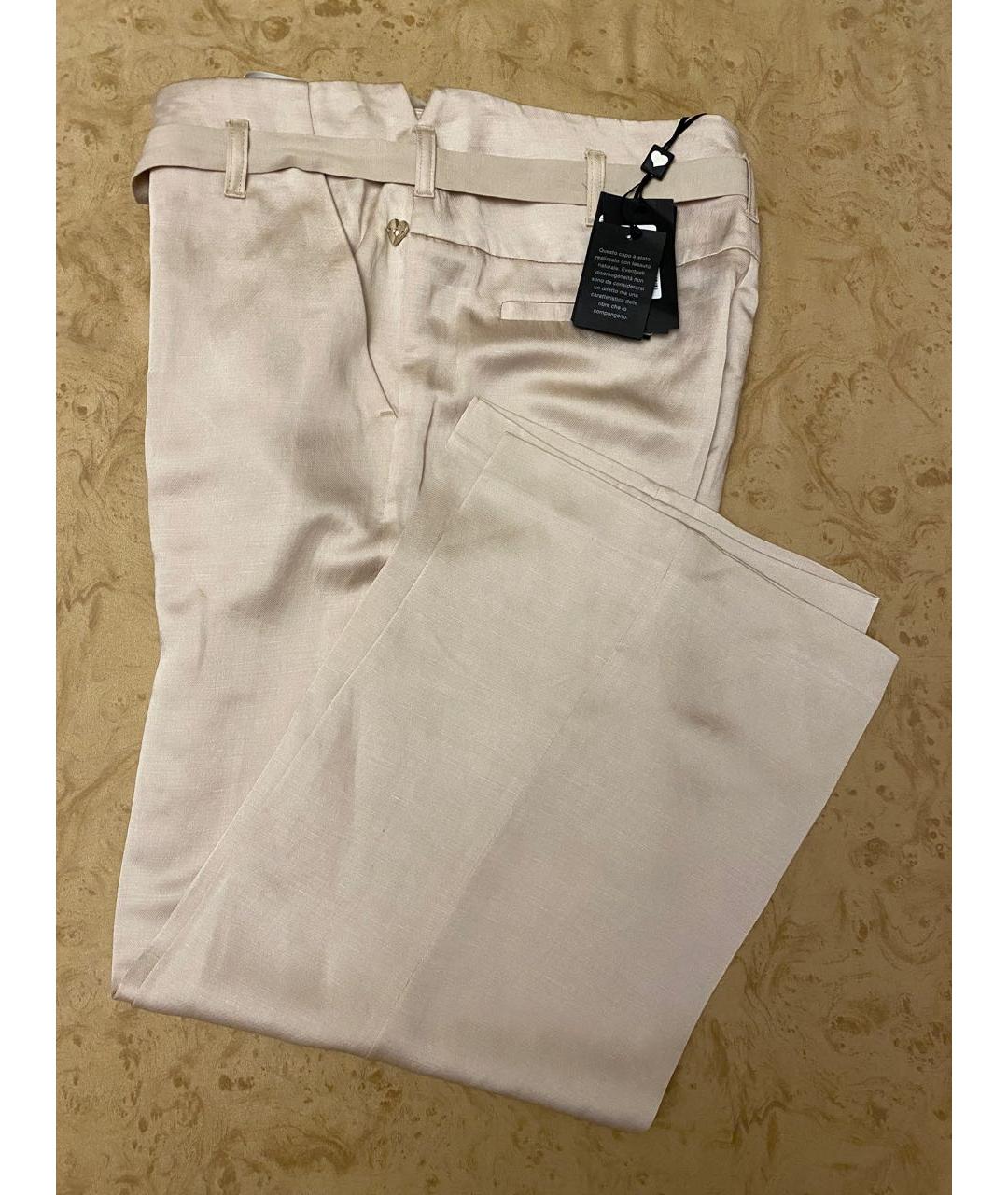 TWIN-SET Бежевые вискозные брюки широкие, фото 5