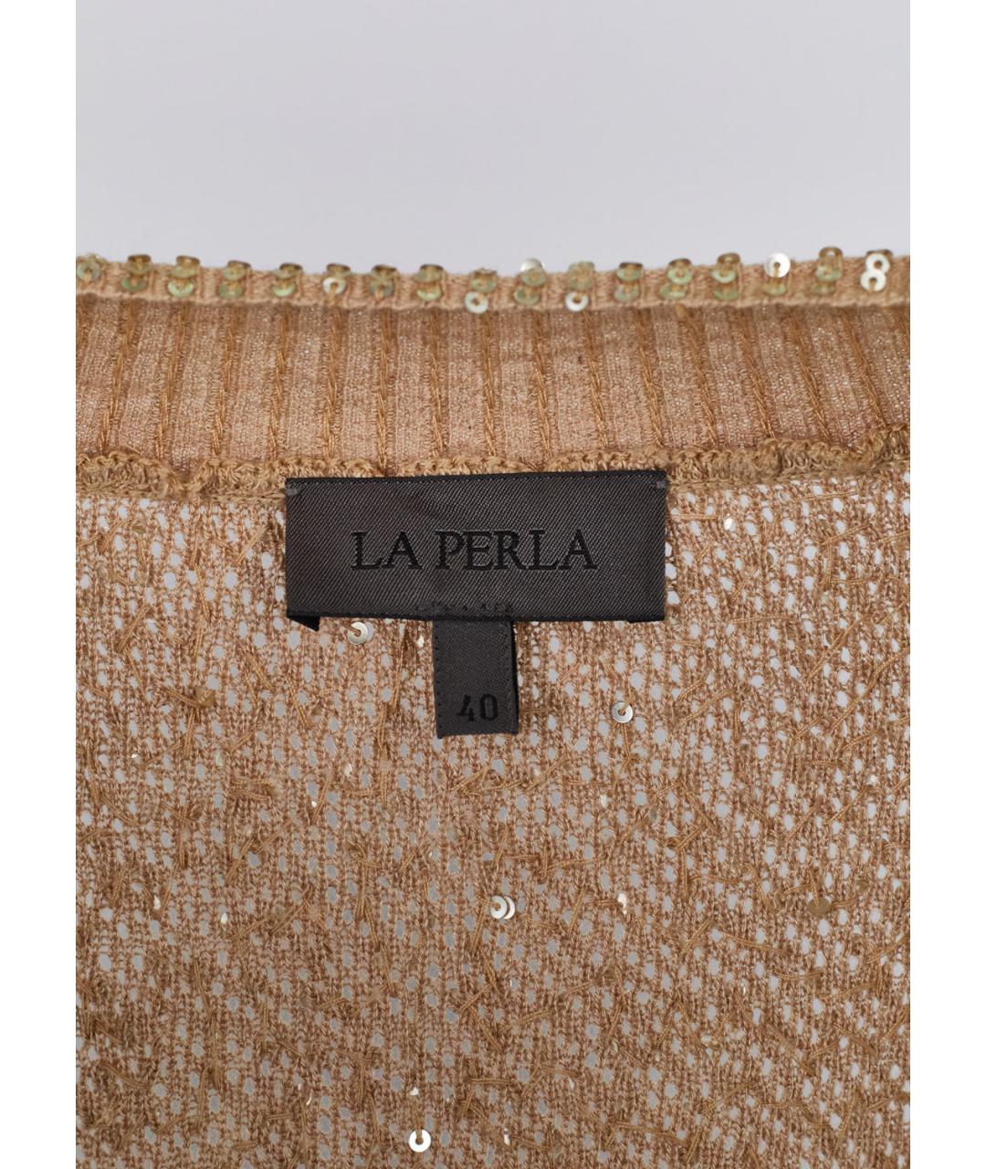 LA PERLA Бежевый шелковый джемпер / свитер, фото 4