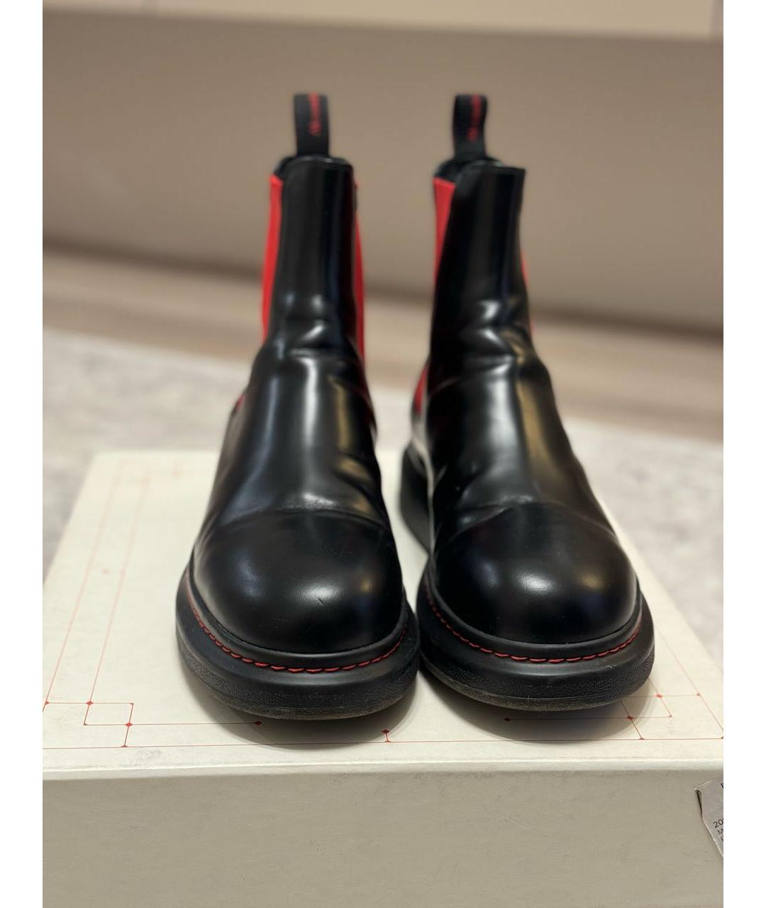 ALEXANDER MCQUEEN Черные кожаные высокие ботинки, фото 2