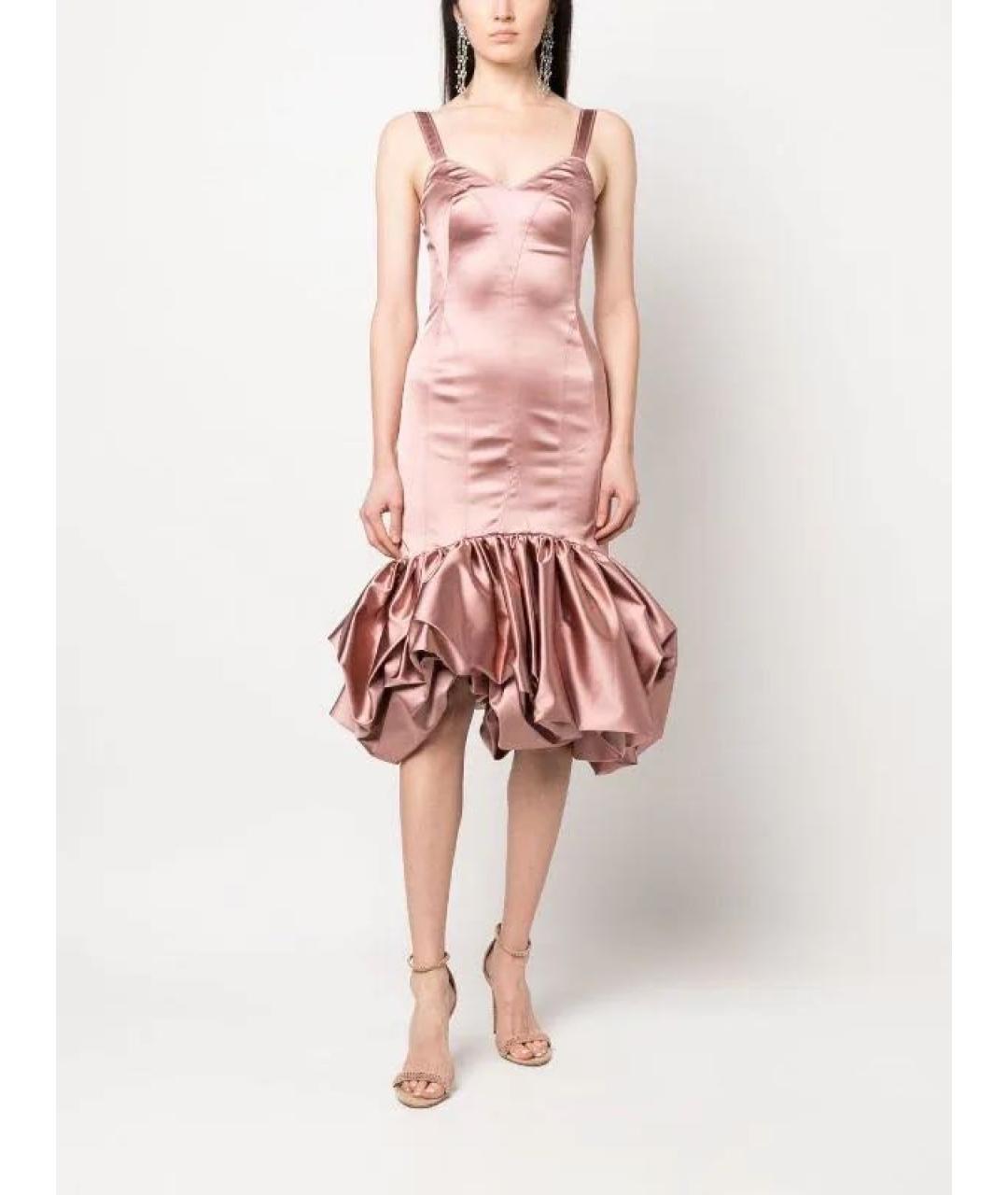 DEL CORE Розовое ацетатное коктейльное платье, фото 5