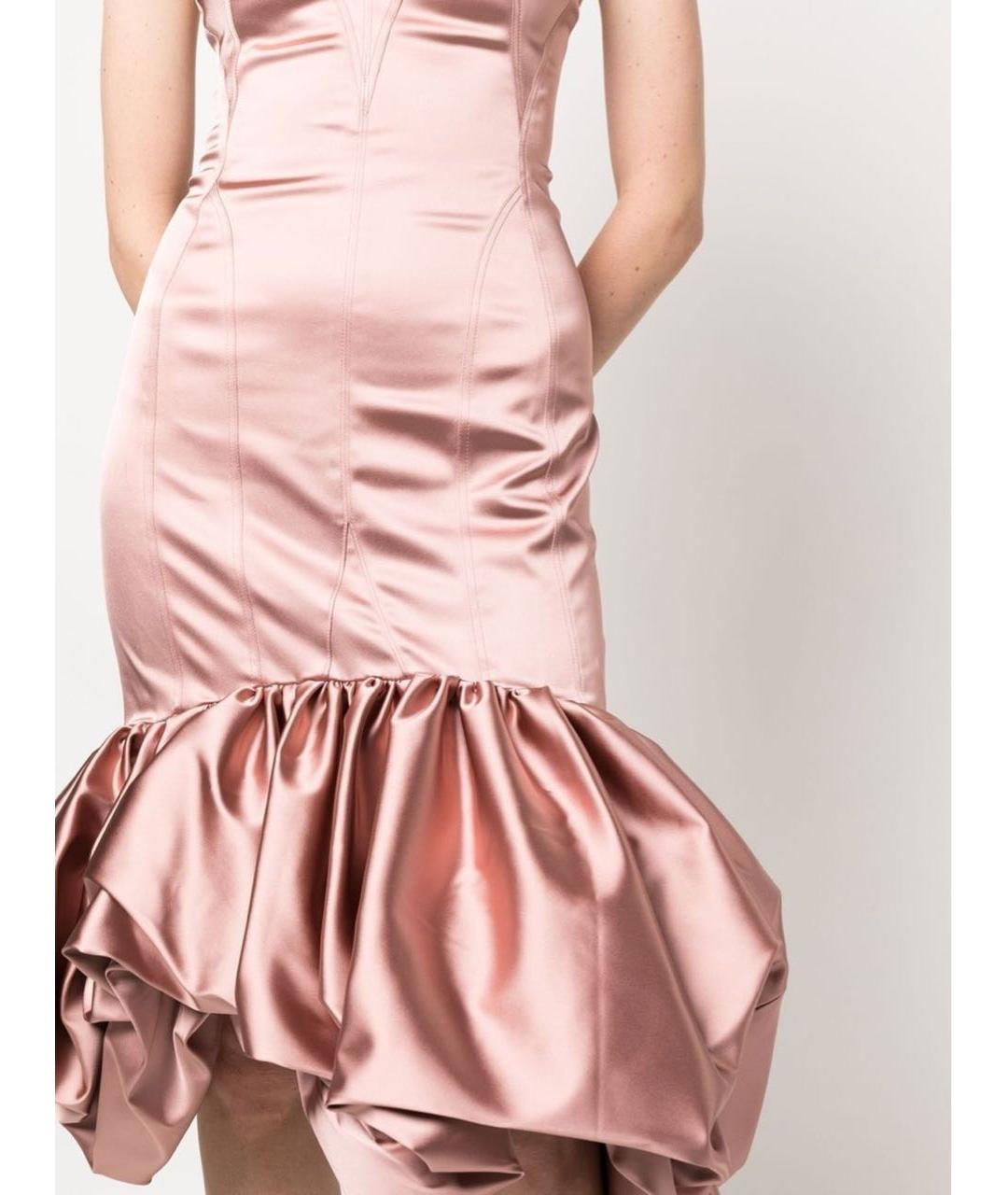 DEL CORE Розовое ацетатное коктейльное платье, фото 4