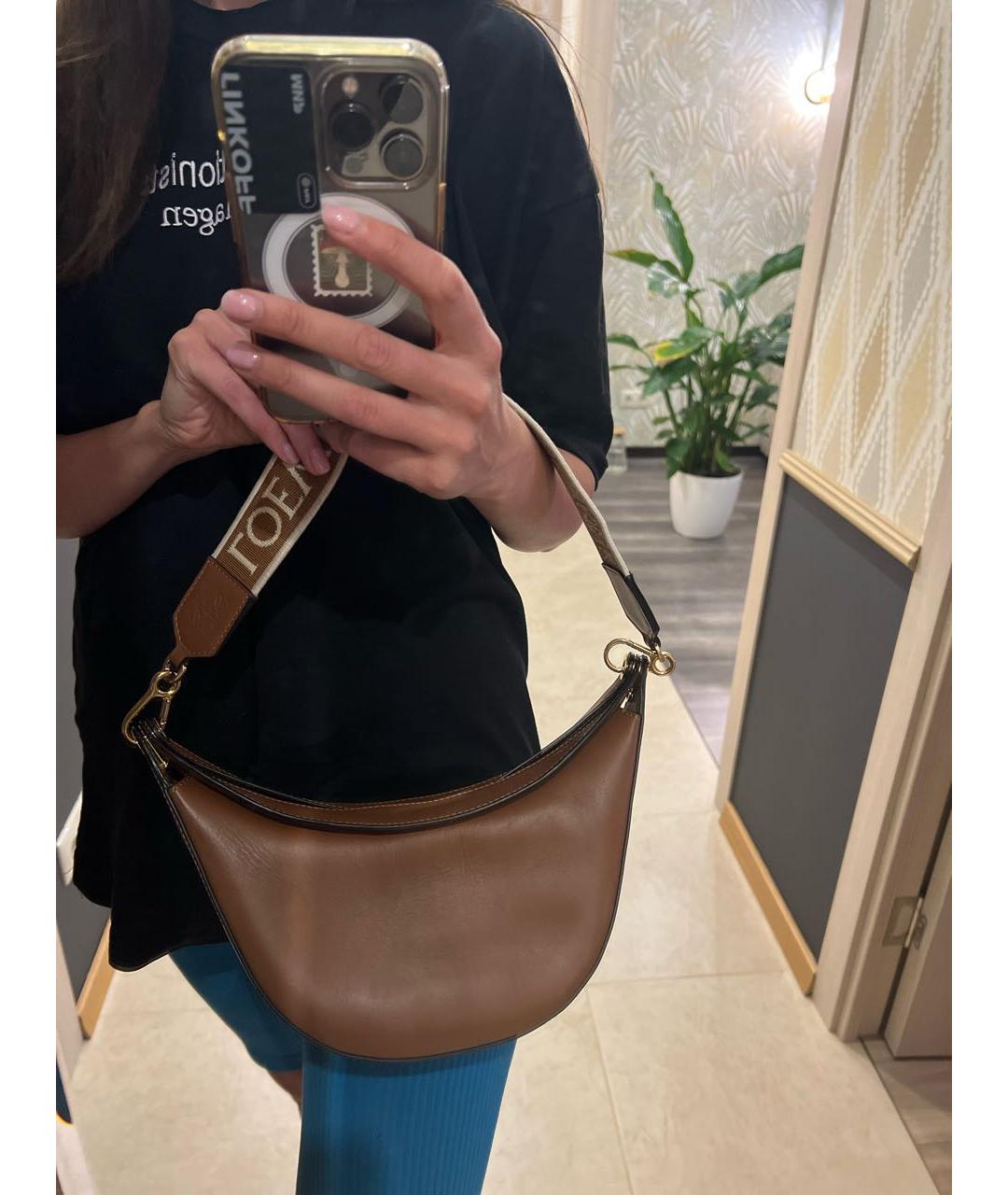 LOEWE Коричневая кожаная сумка через плечо, фото 6