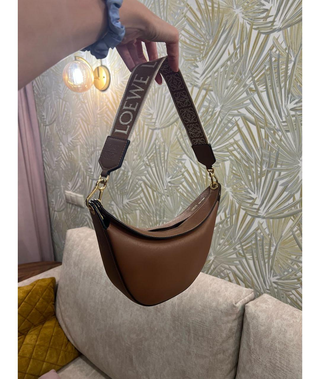 LOEWE Коричневая кожаная сумка через плечо, фото 2