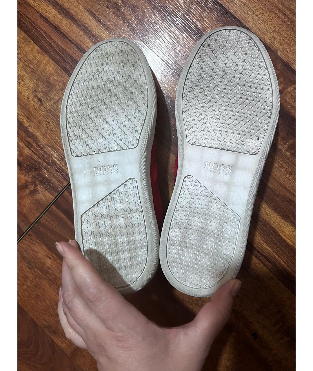 HUGO BOSS Красные текстильные низкие кроссовки / кеды, фото 3