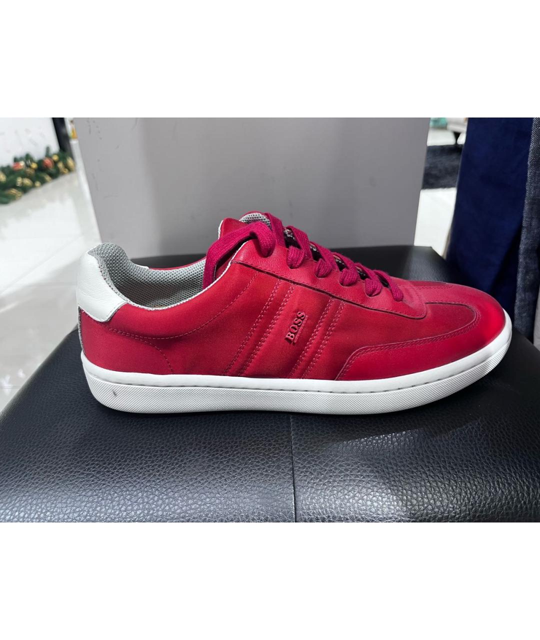 HUGO BOSS Красные текстильные низкие кроссовки / кеды, фото 4