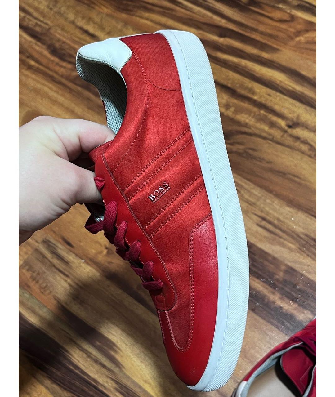 HUGO BOSS Красные текстильные низкие кроссовки / кеды, фото 2