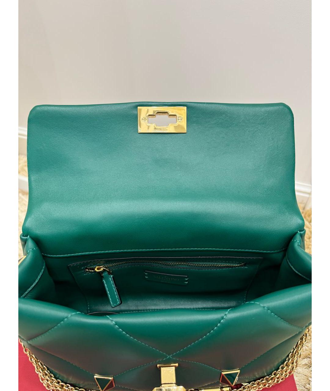 VALENTINO Зеленая кожаная сумка через плечо, фото 4