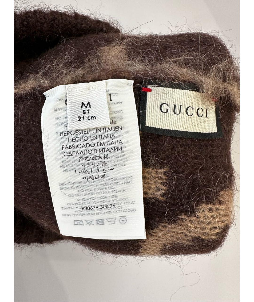 GUCCI Коричневая шерстяная шапка, фото 3