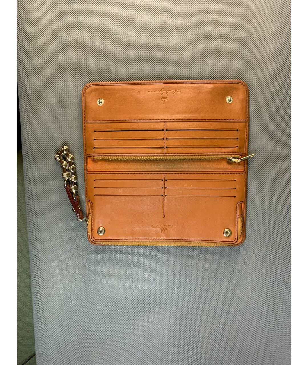 LANCEL Оранжевый кожаный кошелек, фото 3