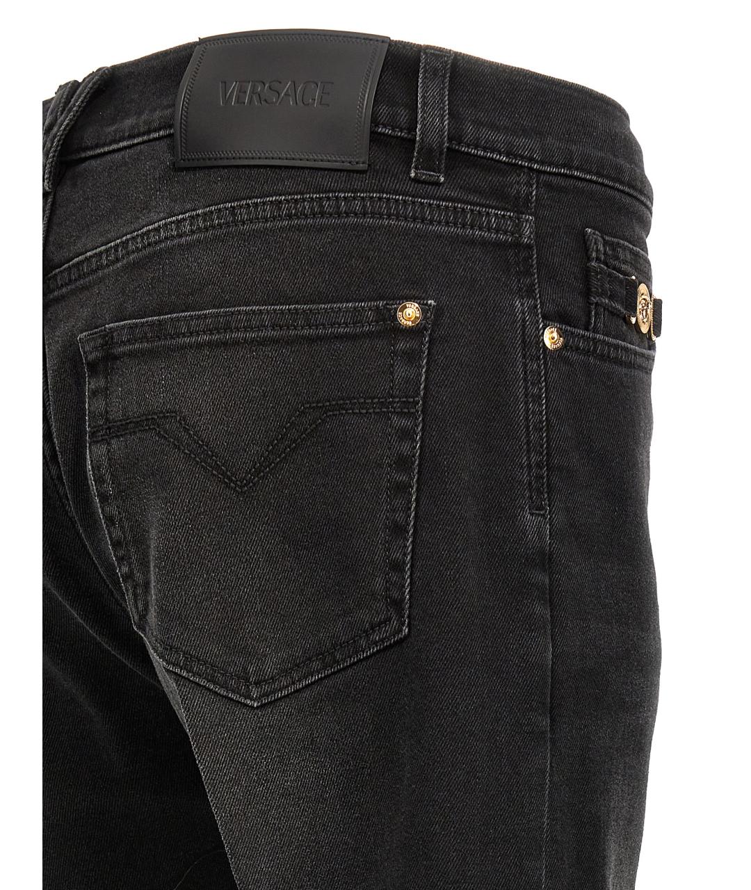 VERSACE Черные хлопковые прямые джинсы, фото 4