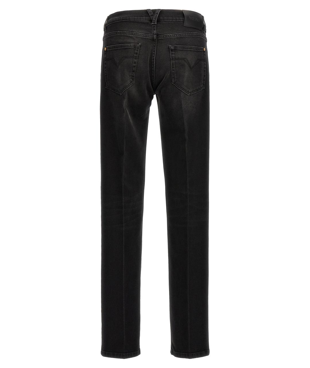 VERSACE Черные хлопковые прямые джинсы, фото 2