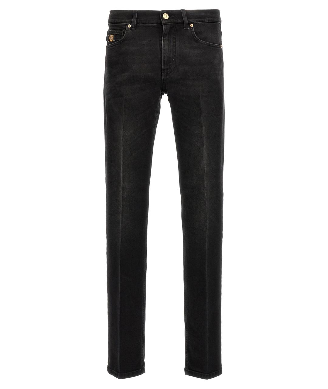 VERSACE Черные хлопковые прямые джинсы, фото 1