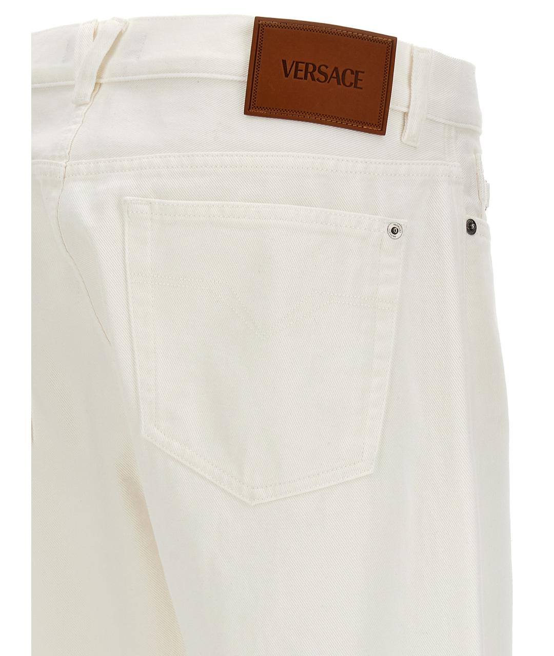 VERSACE Белые хлопковые прямые джинсы, фото 4