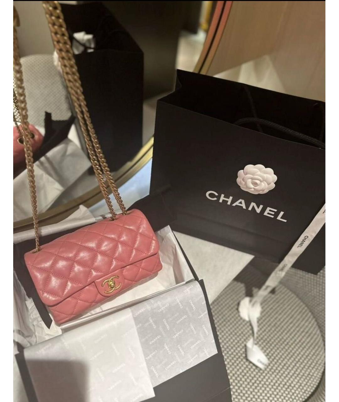 CHANEL Розовая кожаная сумка с короткими ручками, фото 4