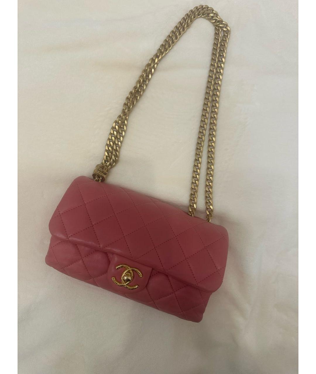 CHANEL Розовая кожаная сумка с короткими ручками, фото 2