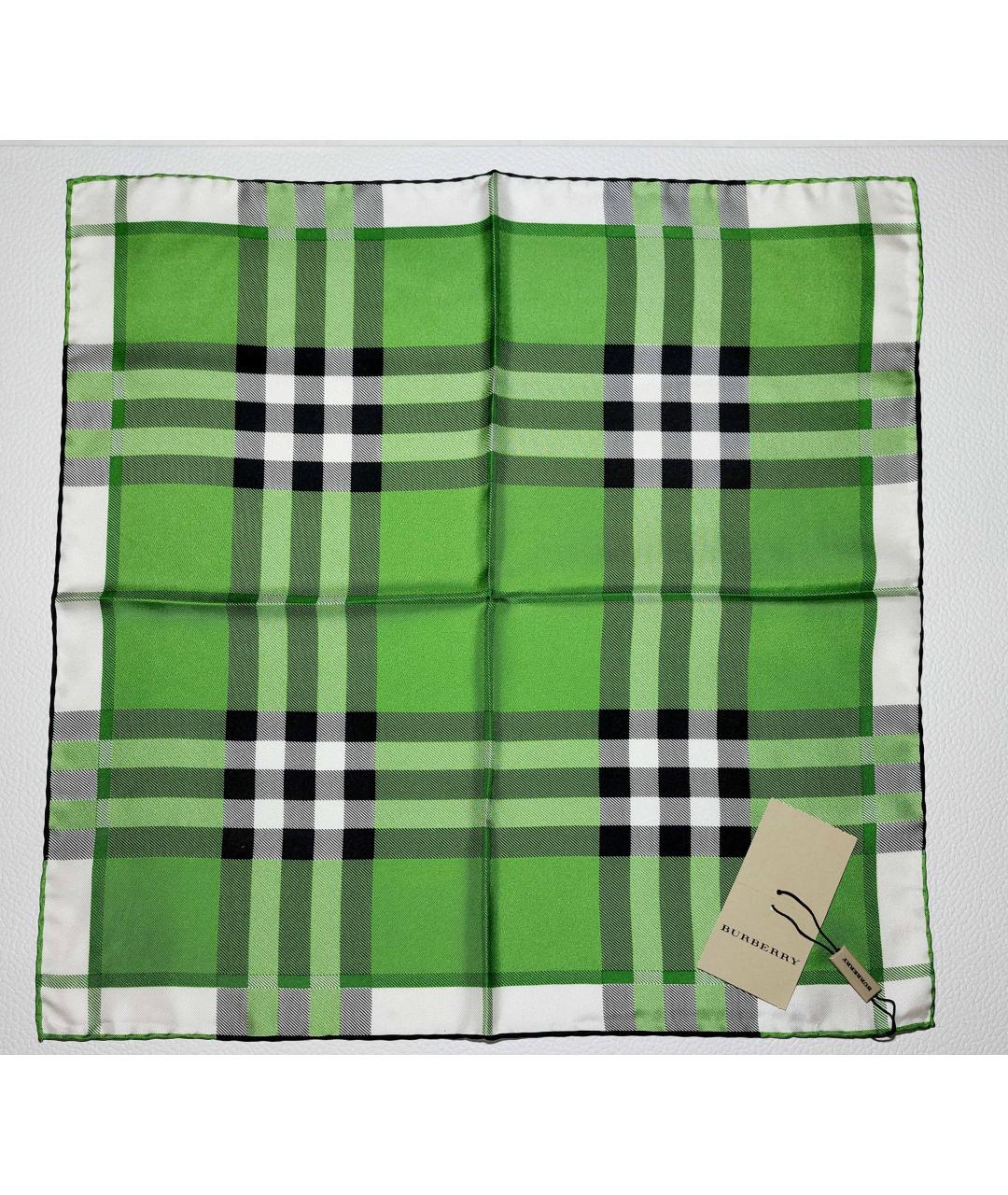 BURBERRY Зеленый шелковый платок, фото 5