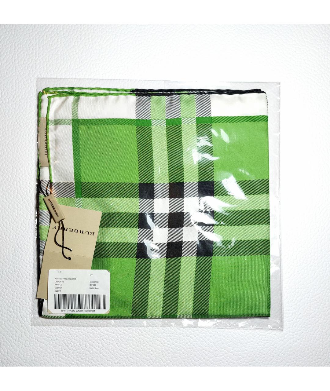 BURBERRY Зеленый шелковый платок, фото 4