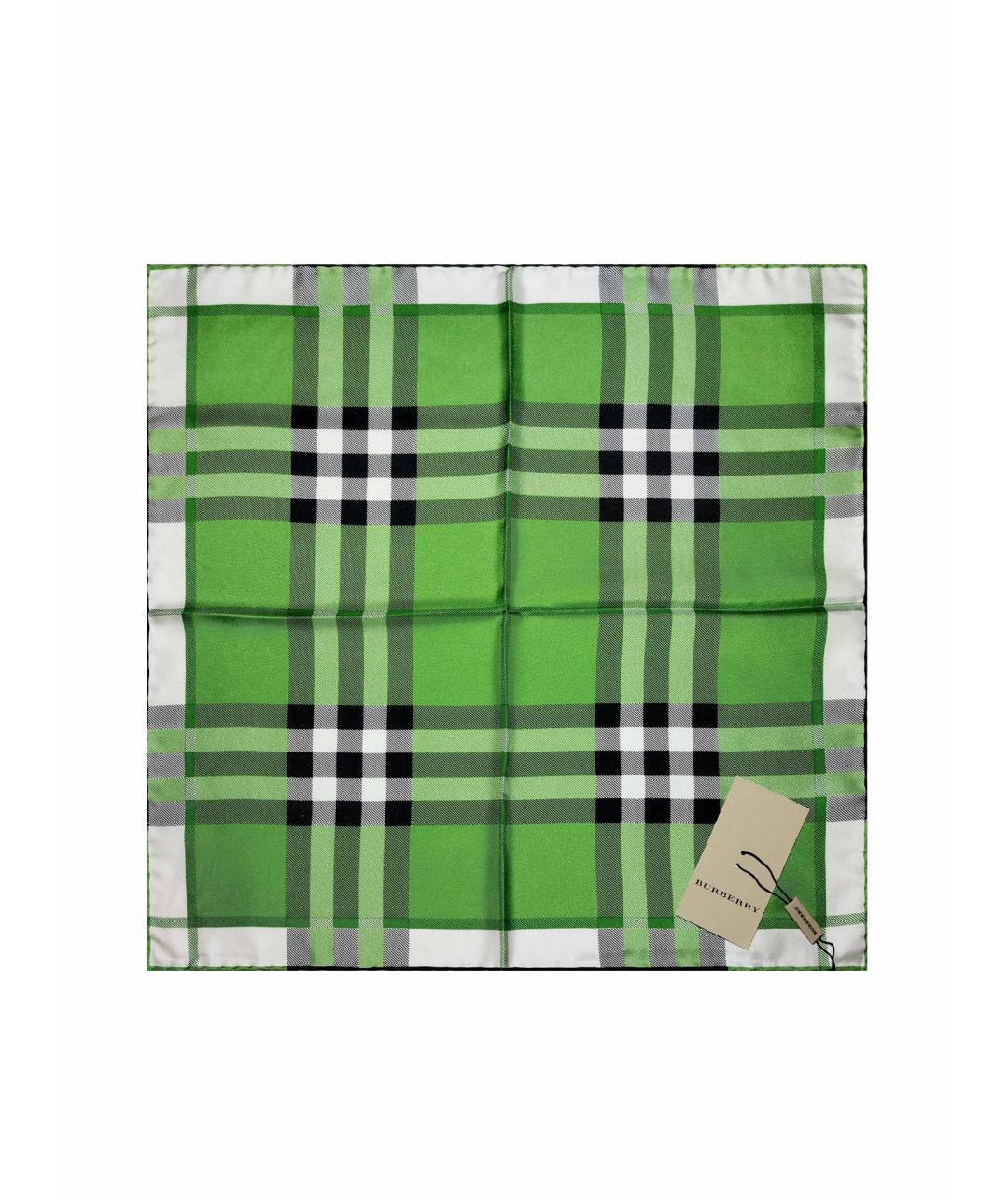 BURBERRY Зеленый шелковый платок, фото 1